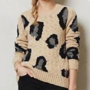 Anthropologie | Sleeping On Snow Leopard Print Sweater Size XS